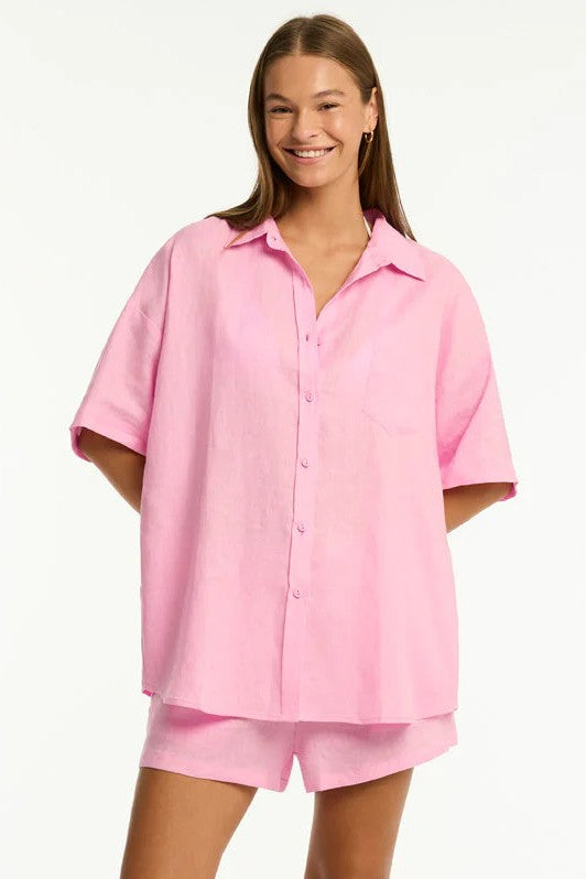 Sea Level Tidal Linen Aloha Shirt